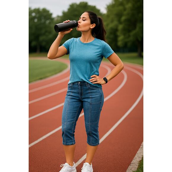 BOSSINI Womens Denim Capri Pants Medium 30" Dark Blue Indigo Straight Leg Jeans - Picture 2 of 9